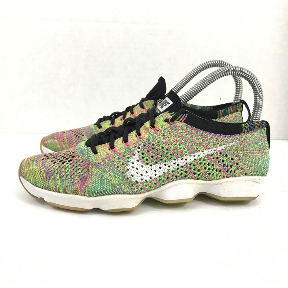 Nike Women's Flyknit Zoom Agility Running Shoes - Size 6.5 In Volt/White